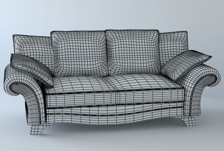 Low poly fabric sofa in a slightly primitive style Low-poly 3D model_10