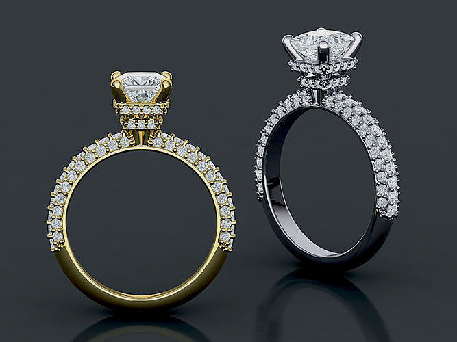 Princess 1ct Engagement ring 3d model 3D print model