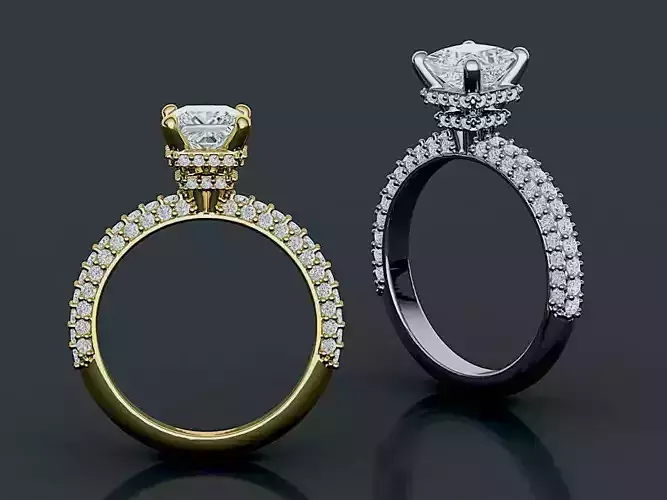Princess 1ct Engagement ring 3d model