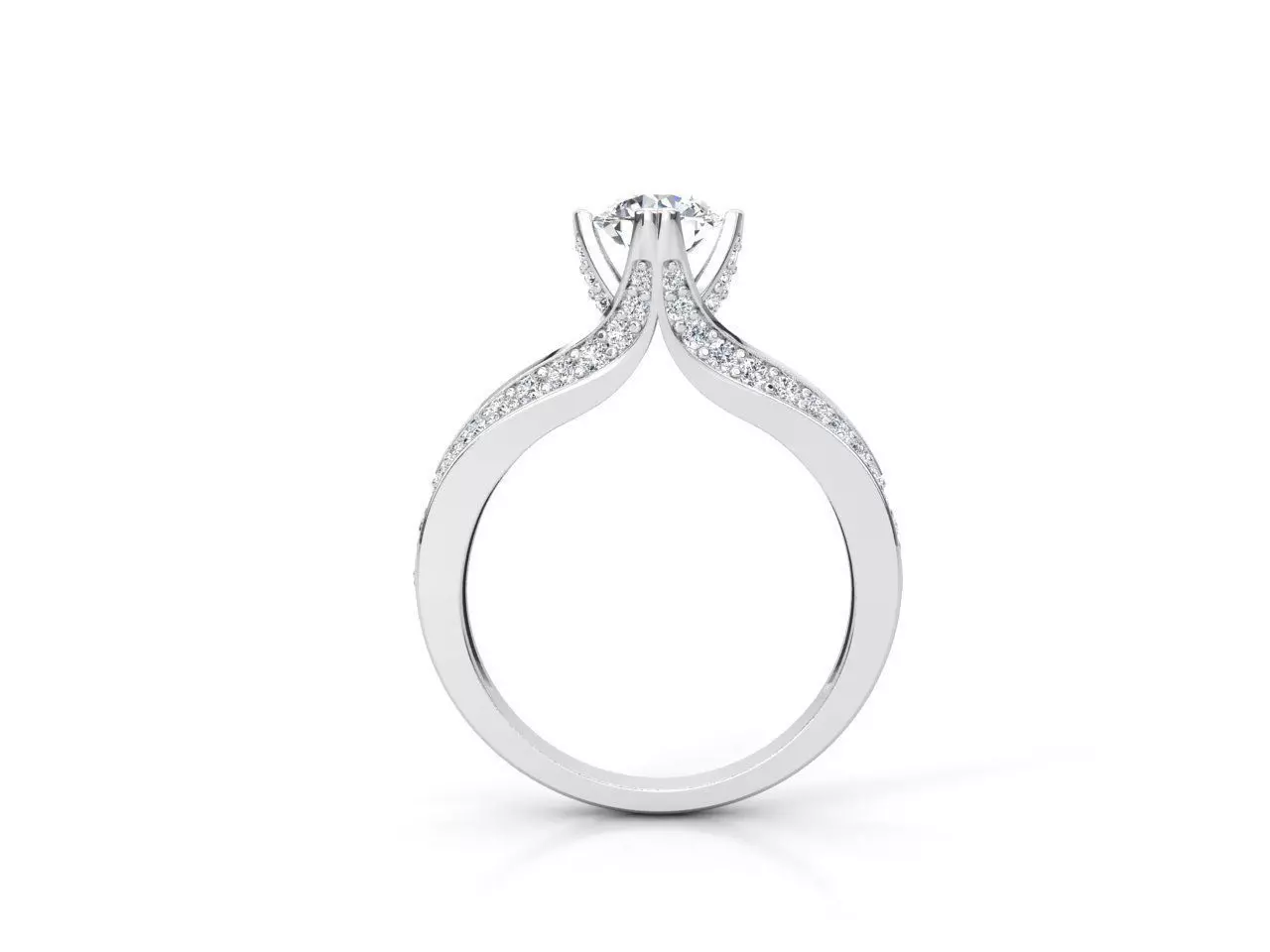 DI019 diamond engagement ring gold 3D print model_0