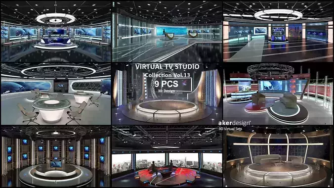 Virtual TV Studio Sets - Collection Vol 13 - 9 PCS DESIGN 