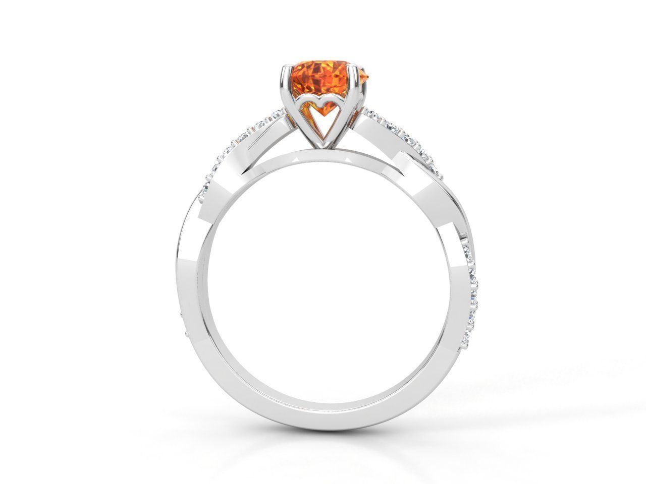 DI027 orange sapphire and diamond engagement ring 3D print model_1