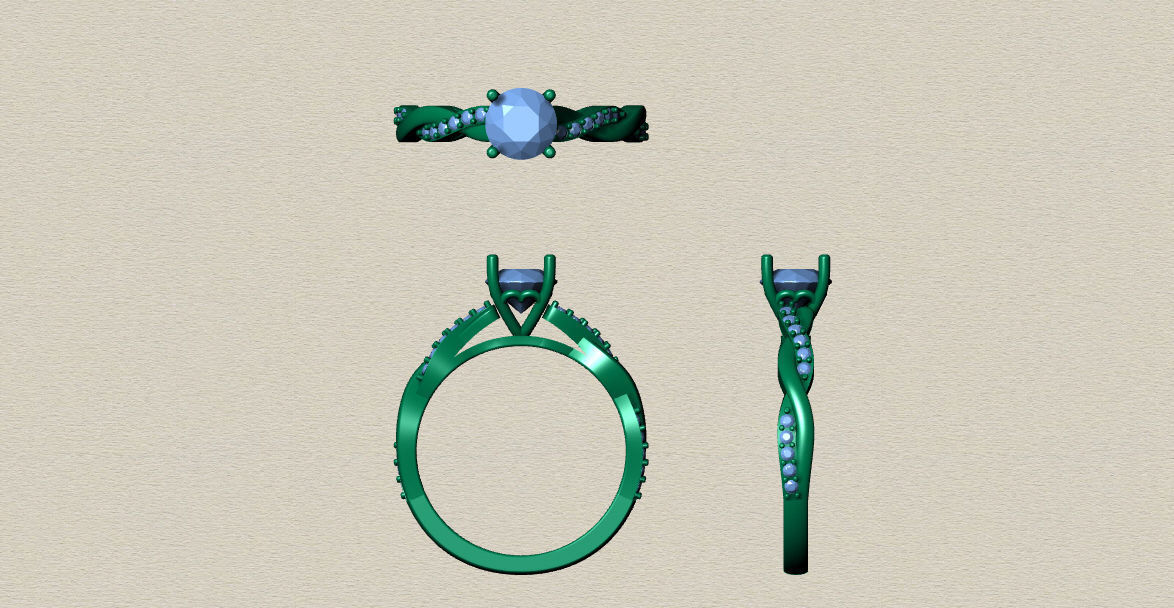 DI027 orange sapphire and diamond engagement ring 3D print model_3