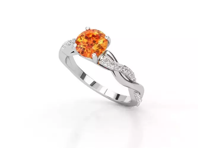 DI027 orange sapphire and diamond engagement ring 3D print model