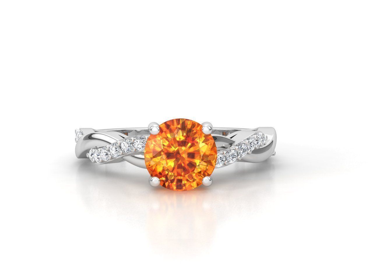 DI027 orange sapphire and diamond engagement ring 3D print model_2