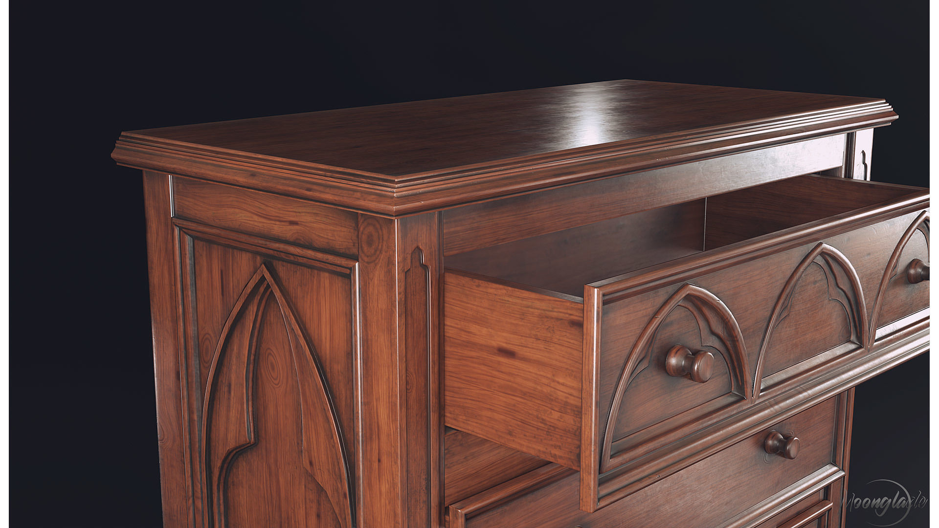 Gothic Furniture Collection Low-poly 3D model_6