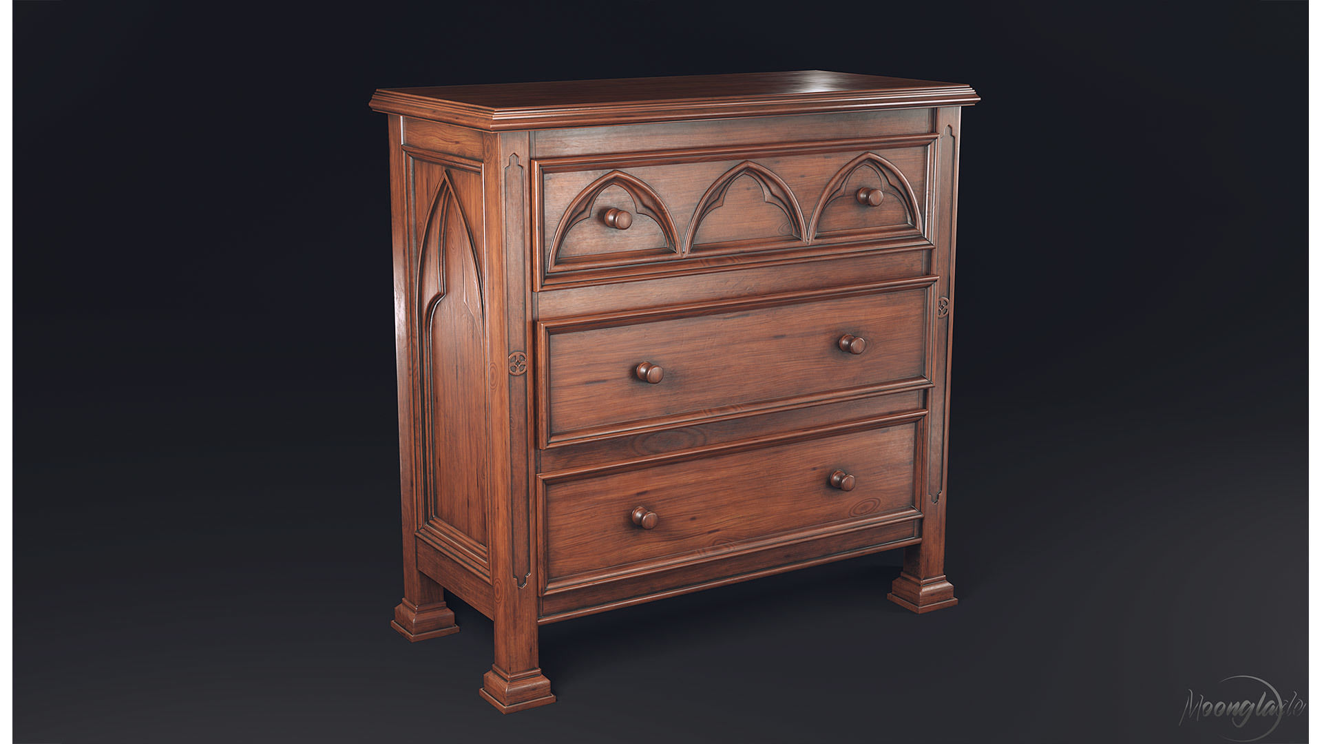 Gothic Furniture Collection Low-poly 3D model_5