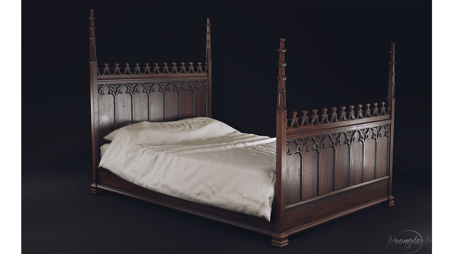 Gothic Furniture Collection Low-poly 3D model_3
