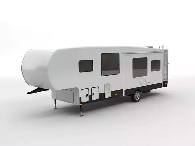 Fifth Wheel Travel Trailer Toy Hauler 1-Axle 3D model