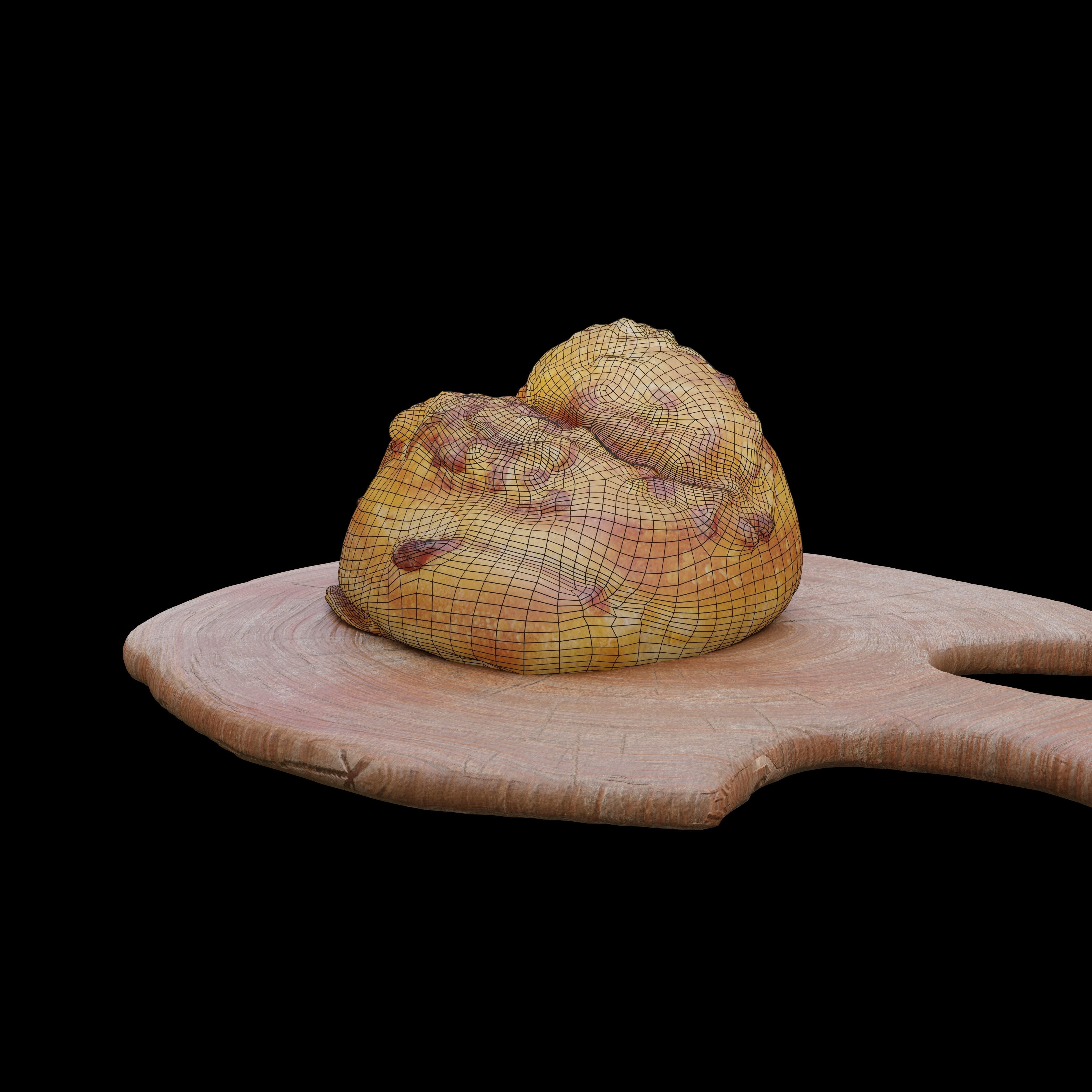 Bread 3D model - Photoscanned PBR Textures - Wood Tray Included Free low-poly 3D model_7