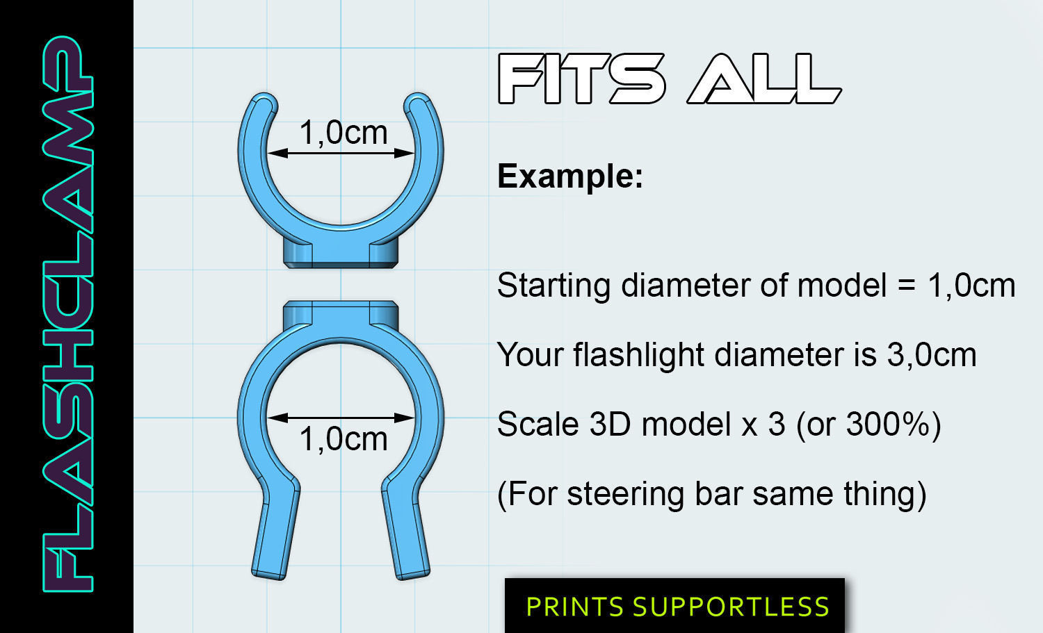 Flashlight clamp for bike 3D print model_5