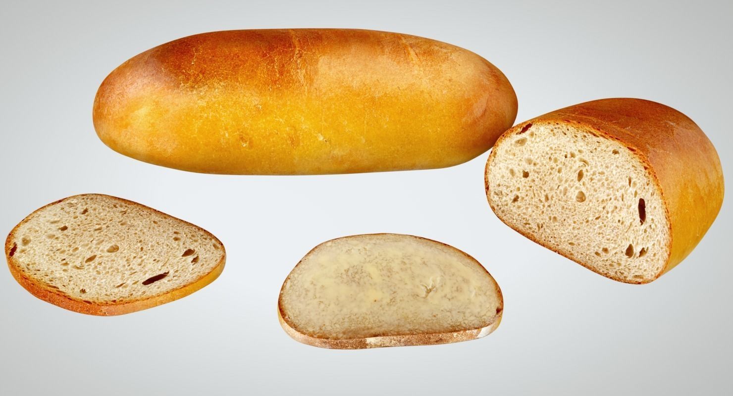 Bread slices Low-poly 3D model_1
