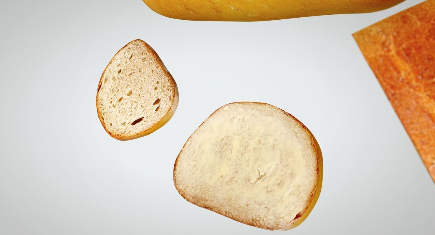Bread slices Low-poly 3D model_3
