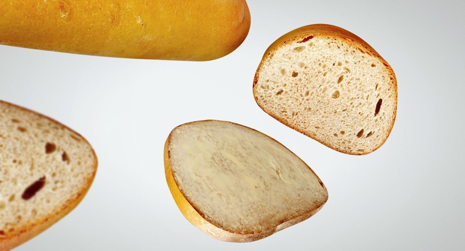 Bread slices Low-poly 3D model_6