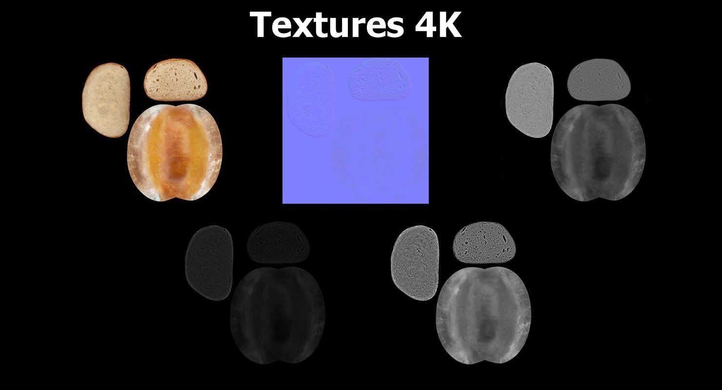 Bread slices Low-poly 3D model_7