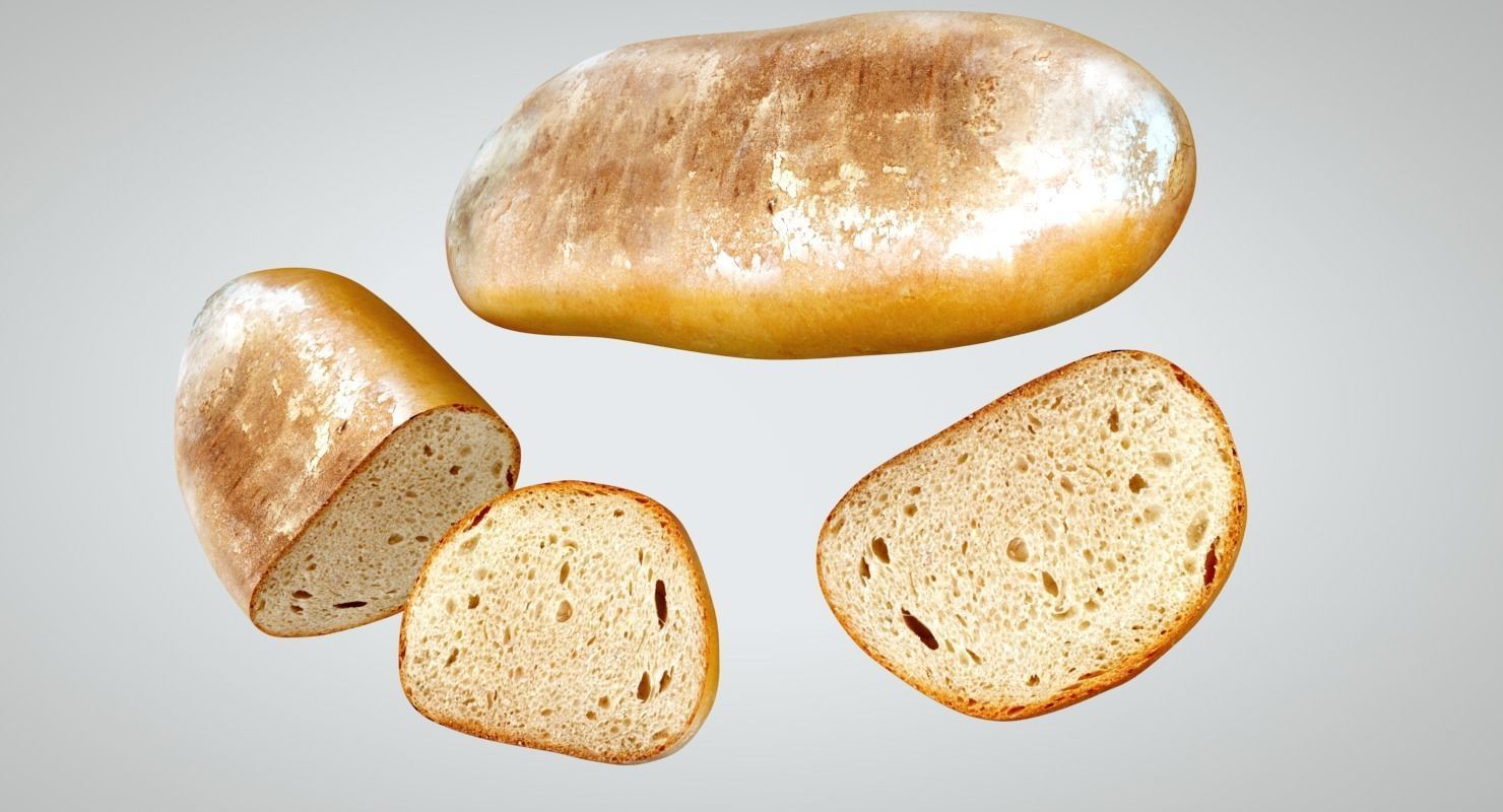 Bread slices Low-poly 3D model_2