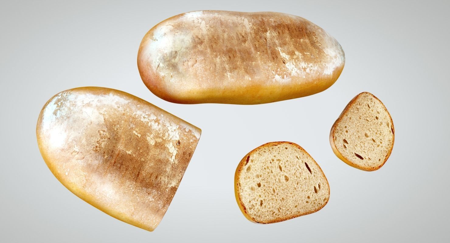 Bread slices Low-poly 3D model_4