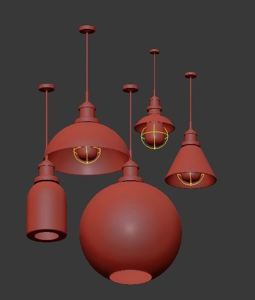 Glass Bulb Cluster Pendant Light 3D model_8