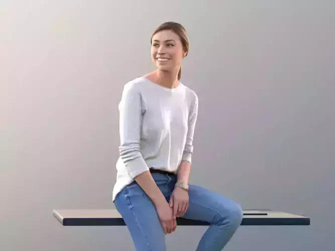 Ramona 10073 - Sitting Casual Girl Low-poly 3D model
