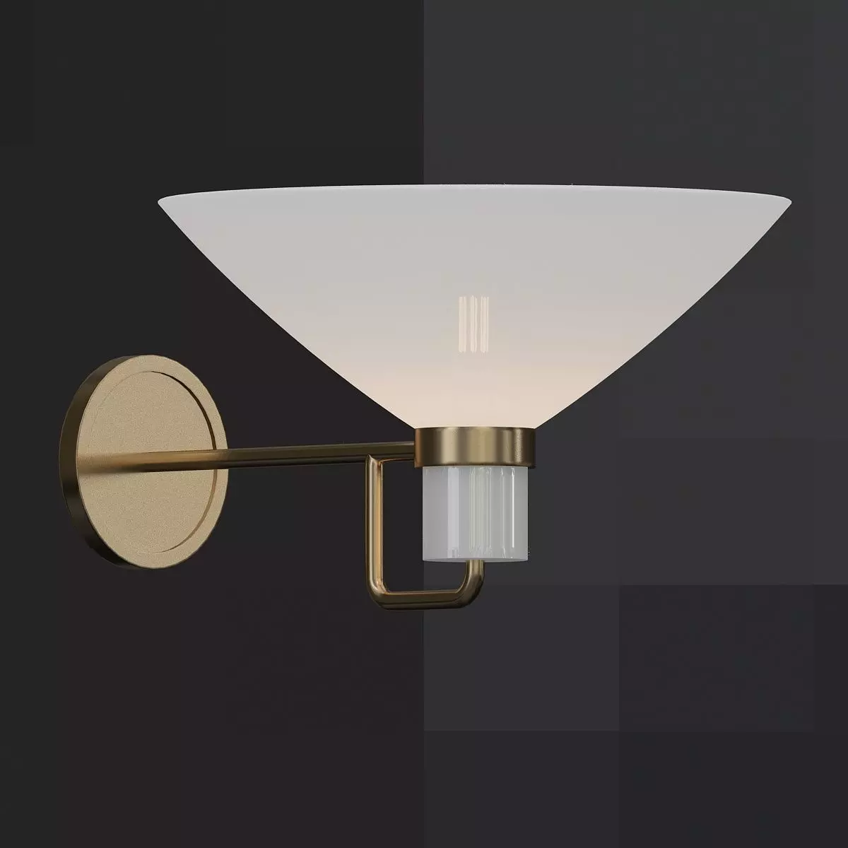 Sconce wall with glass shade 3D model_0