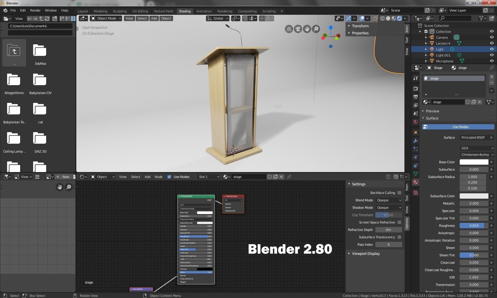 Podium 4 lectern Low-poly 3D model_7