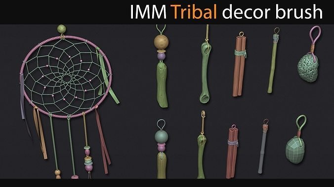 Tribal decor pack with Zbrush IMM 3D model