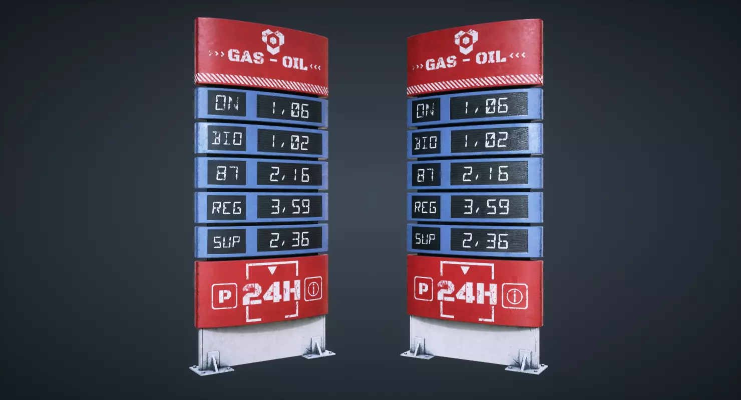 Fuel Price Display Low-poly 3D model
