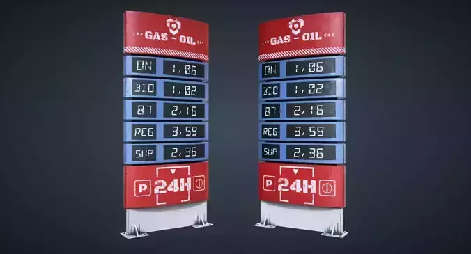 Fuel Price Display Low-poly 3D model