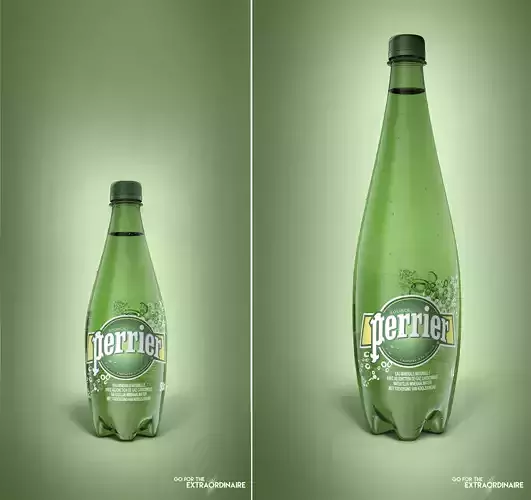 Pack of 2 bottle Perrier 50cl and 1L 3D model