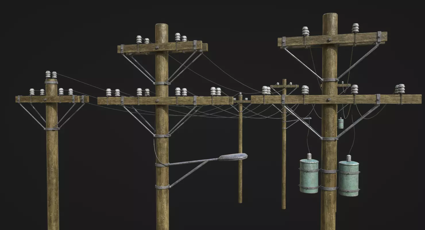 High Voltage Lines Low-poly 3D model_0
