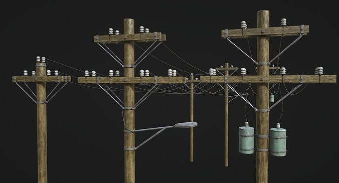 High Voltage Lines Low-poly 3D model