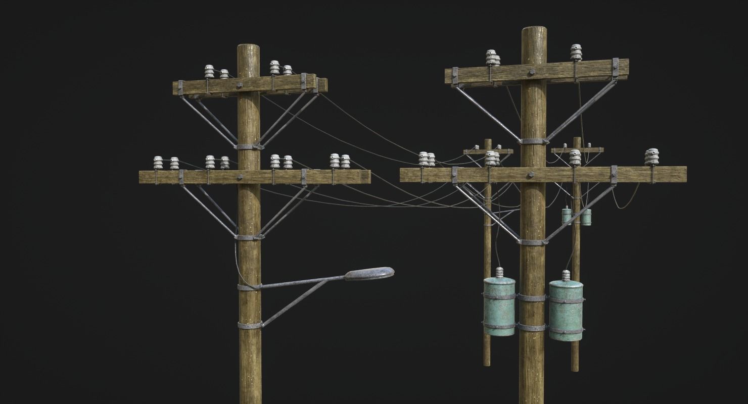 High Voltage Lines Low-poly 3D model_4