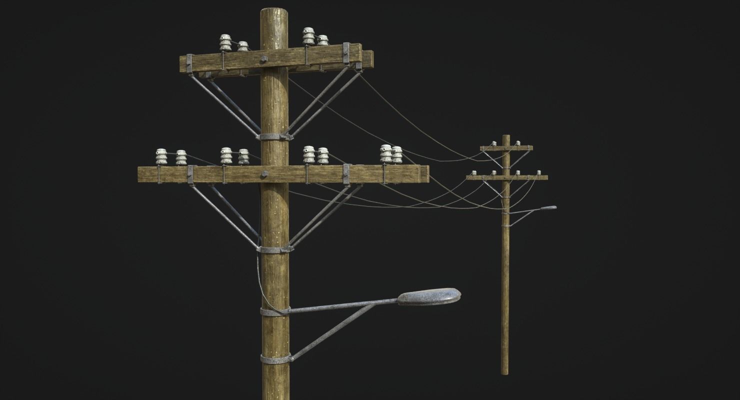 High Voltage Lines Low-poly 3D model_3