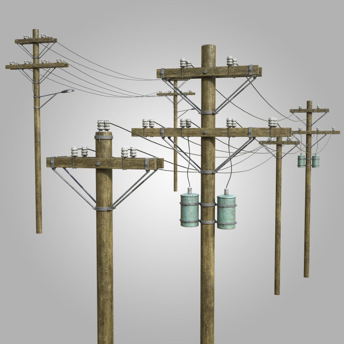 High Voltage Lines Low-poly 3D model_6