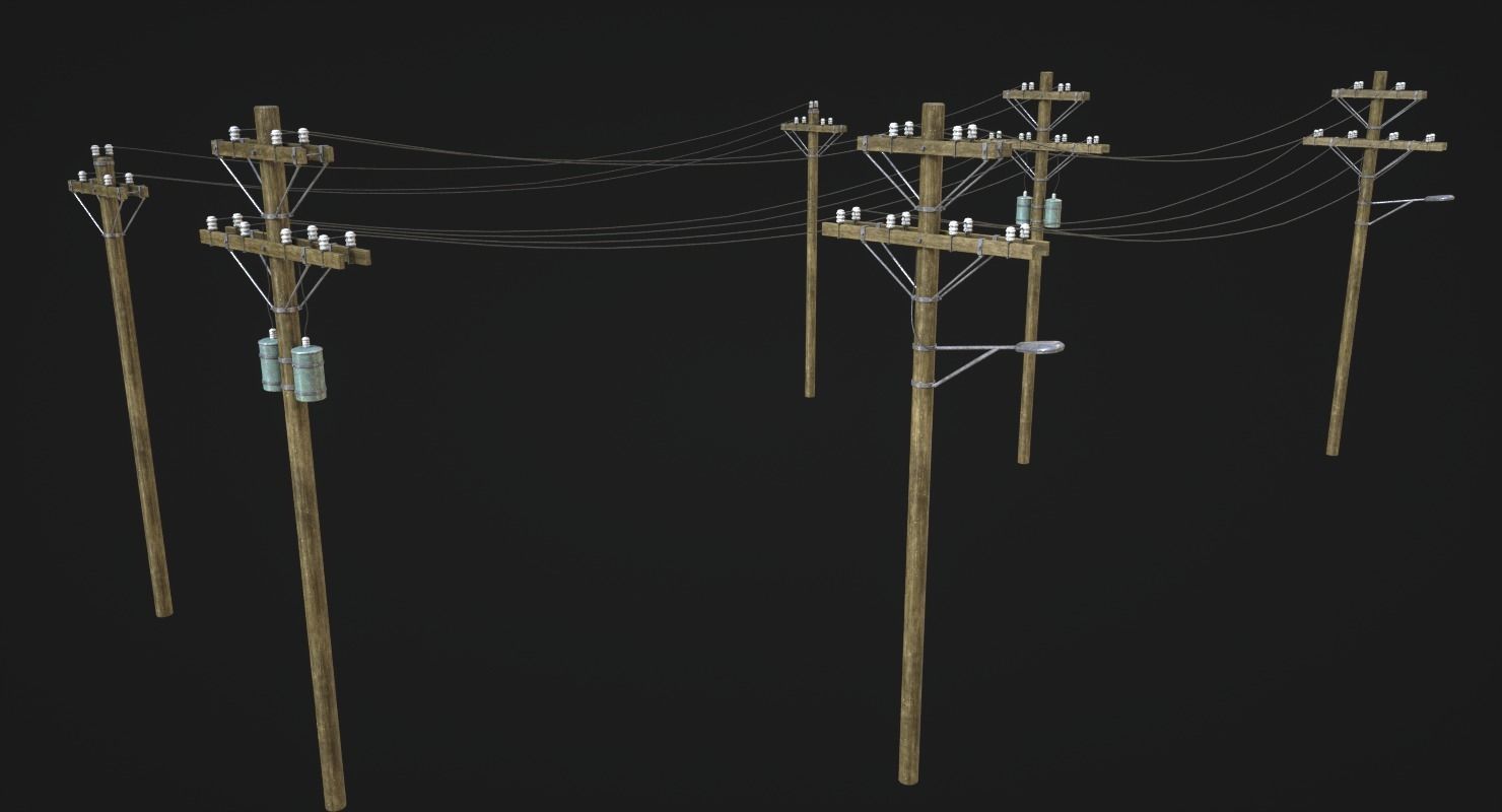 High Voltage Lines Low-poly 3D model_5