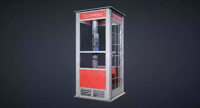 Telephone Booth Low-poly 3D model