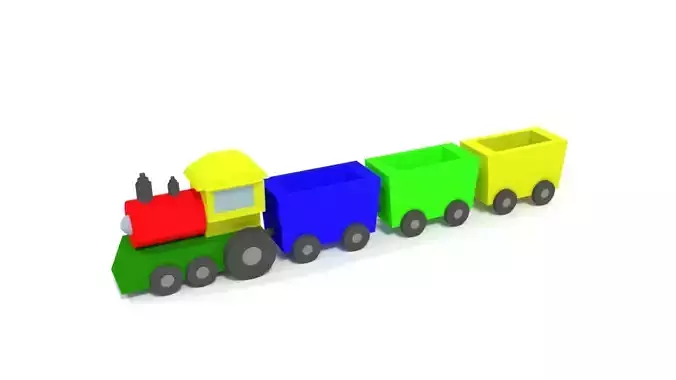 Low Poly Cartoon Train Toy Low-poly 3D model