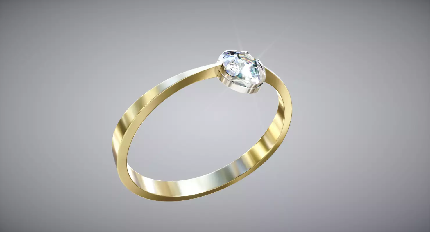 Gold Rings Pack with Diamond Low-poly 3D model