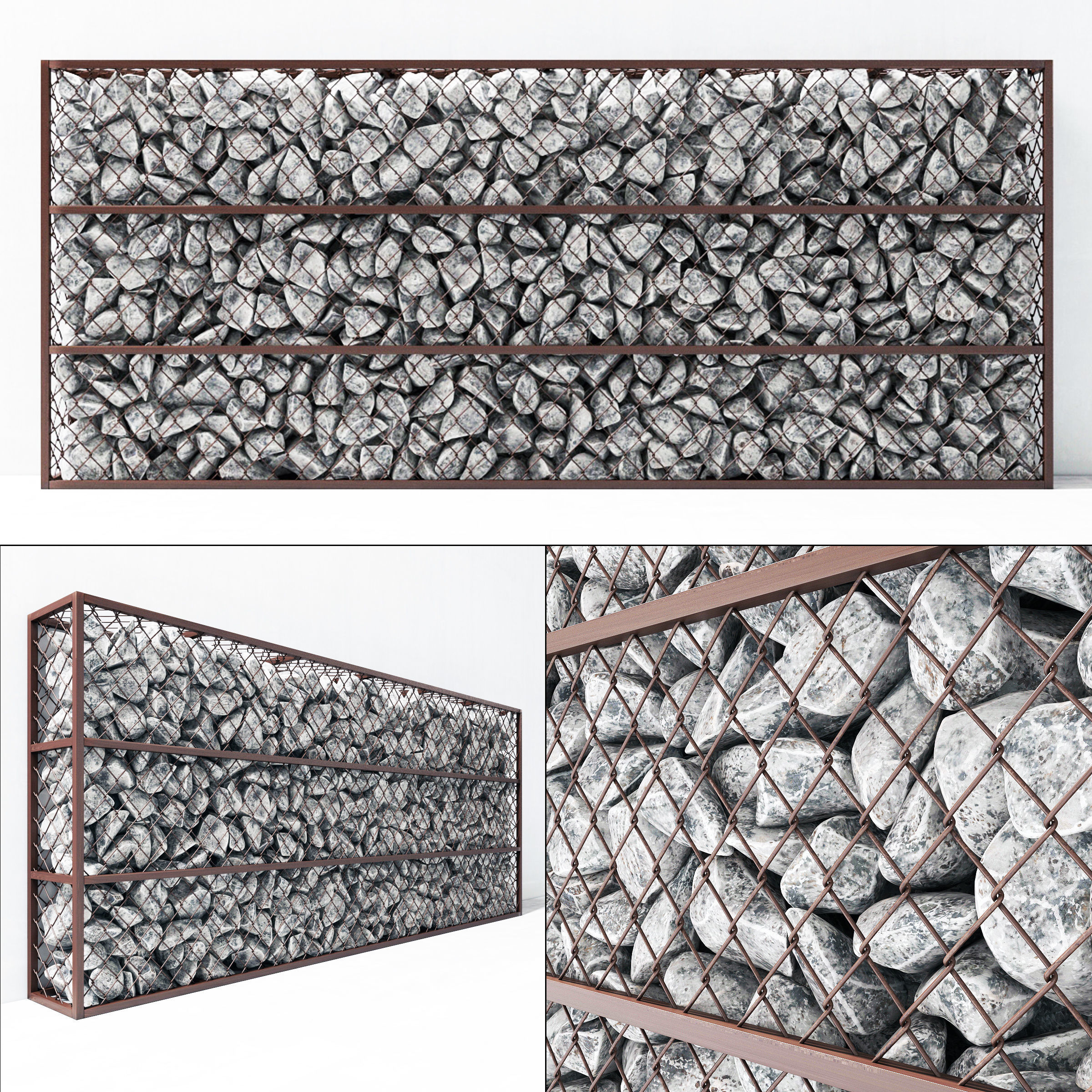 Gabion stone big 3D model_1