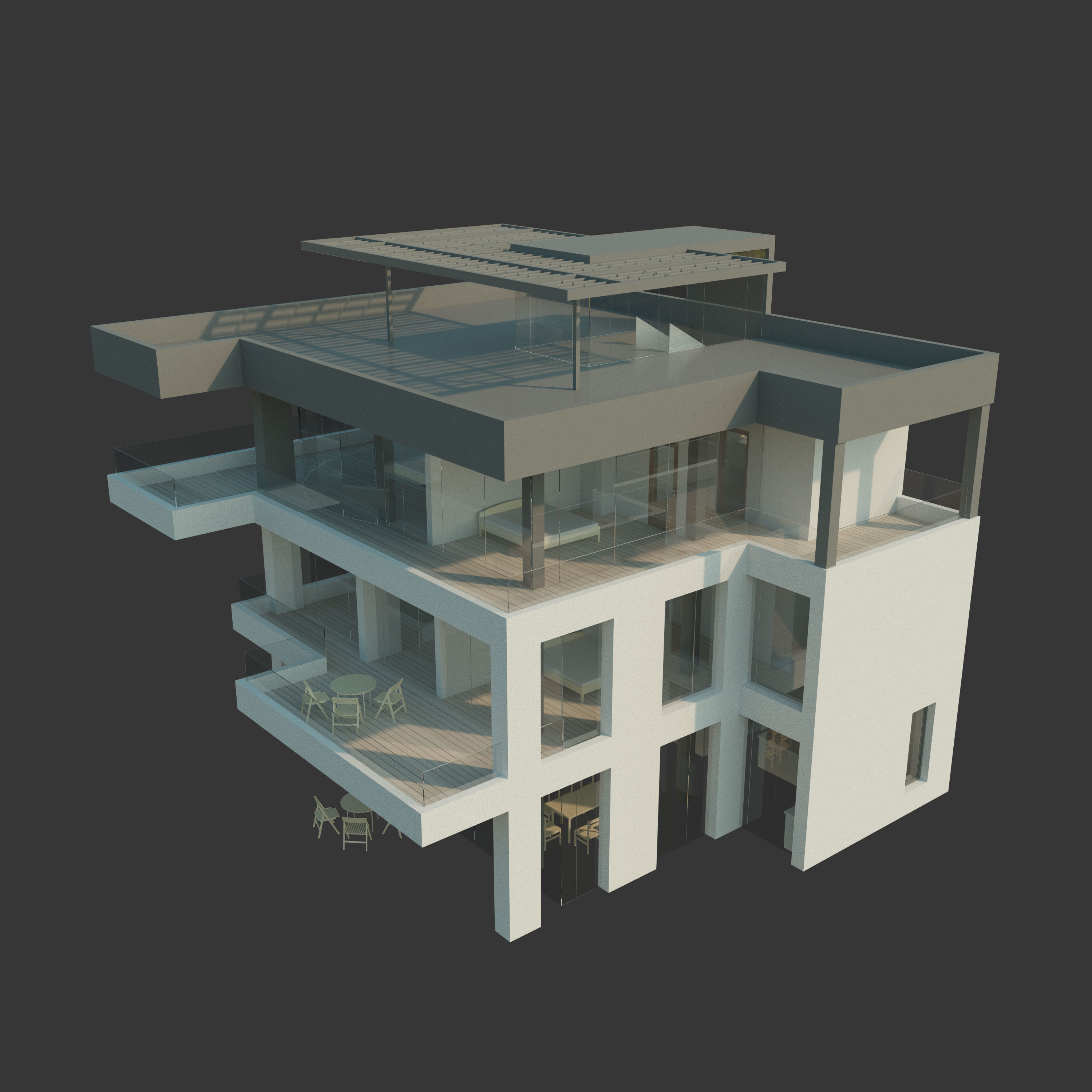 Villa  House Low-poly 3D model_2