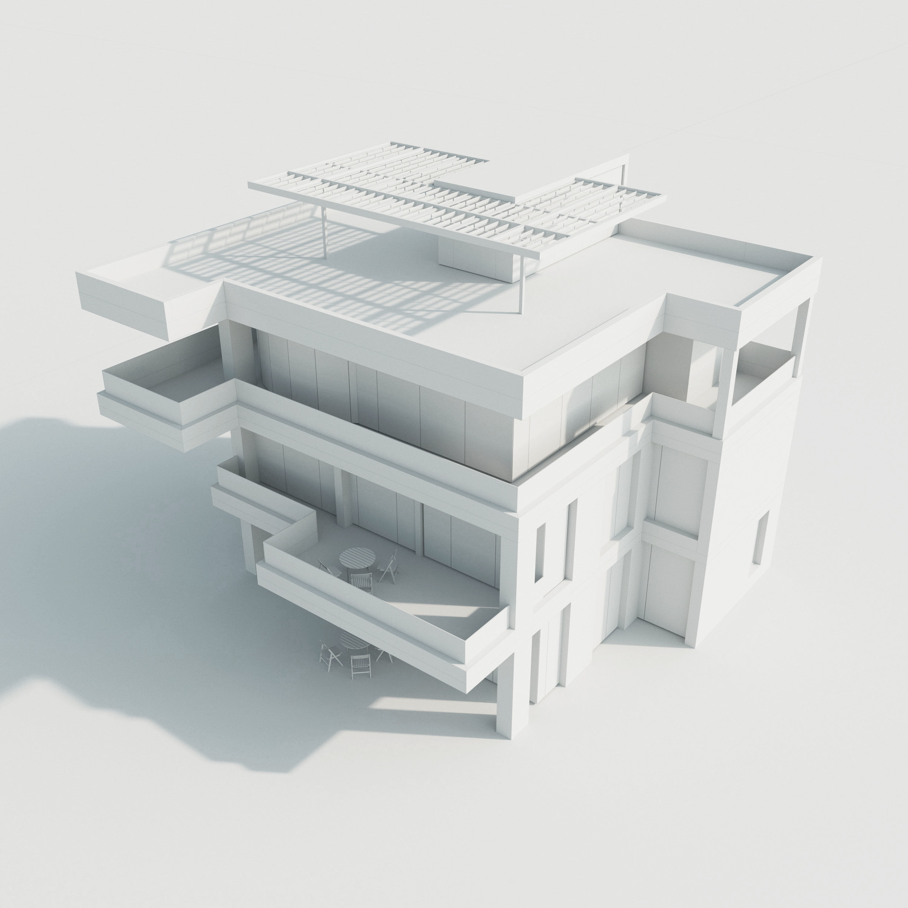 Villa  House Low-poly 3D model_3