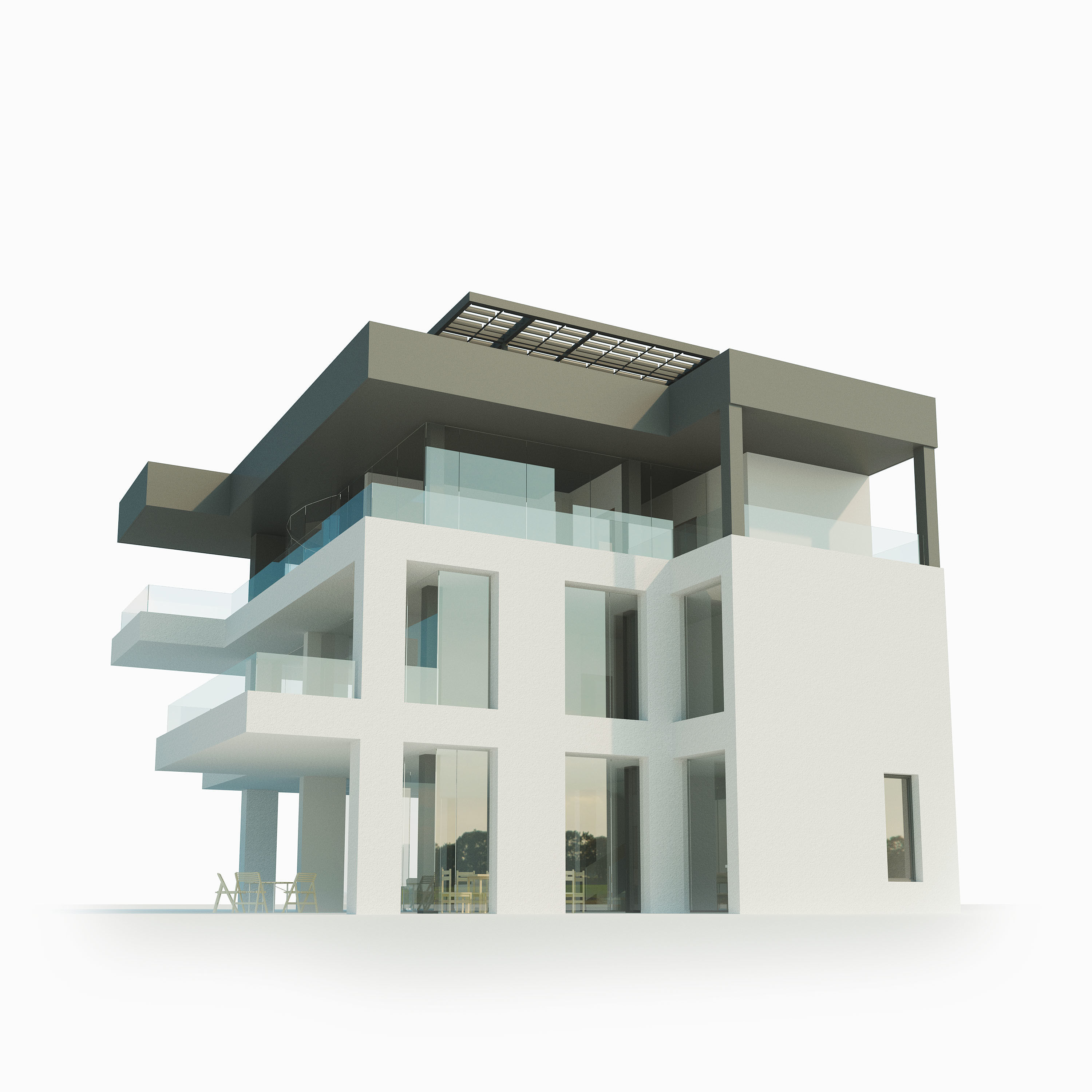 Villa  House Low-poly 3D model_1