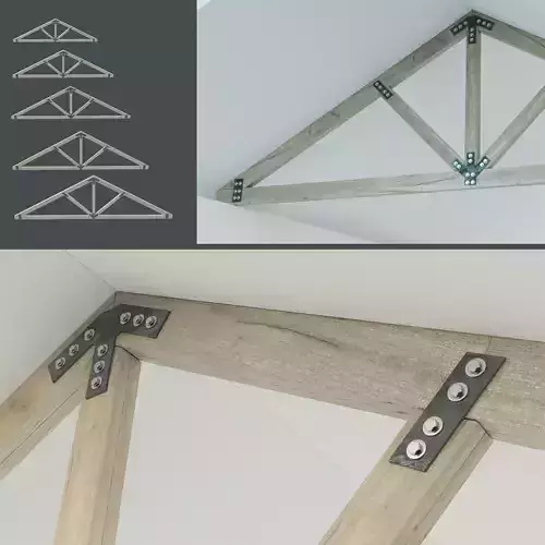 A set of wooden trusses   Low-poly 3D model