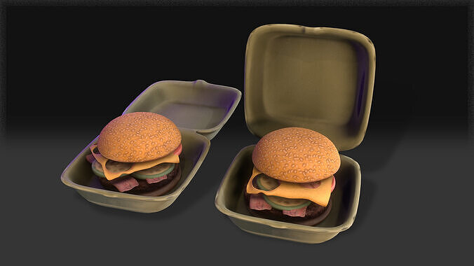 Modular Lowpoly Burger Kit 3D Model with Customizable Ingredient Low-poly 3D model