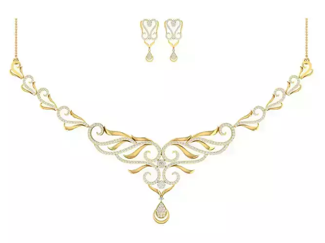 Women necklace-earrings set 3dm stl render detail 3D print model