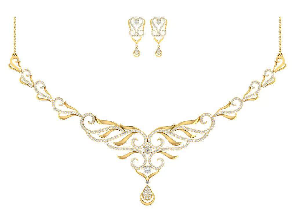 Women necklace-earrings set 3dm stl render detail 3D print model 3D print model_0