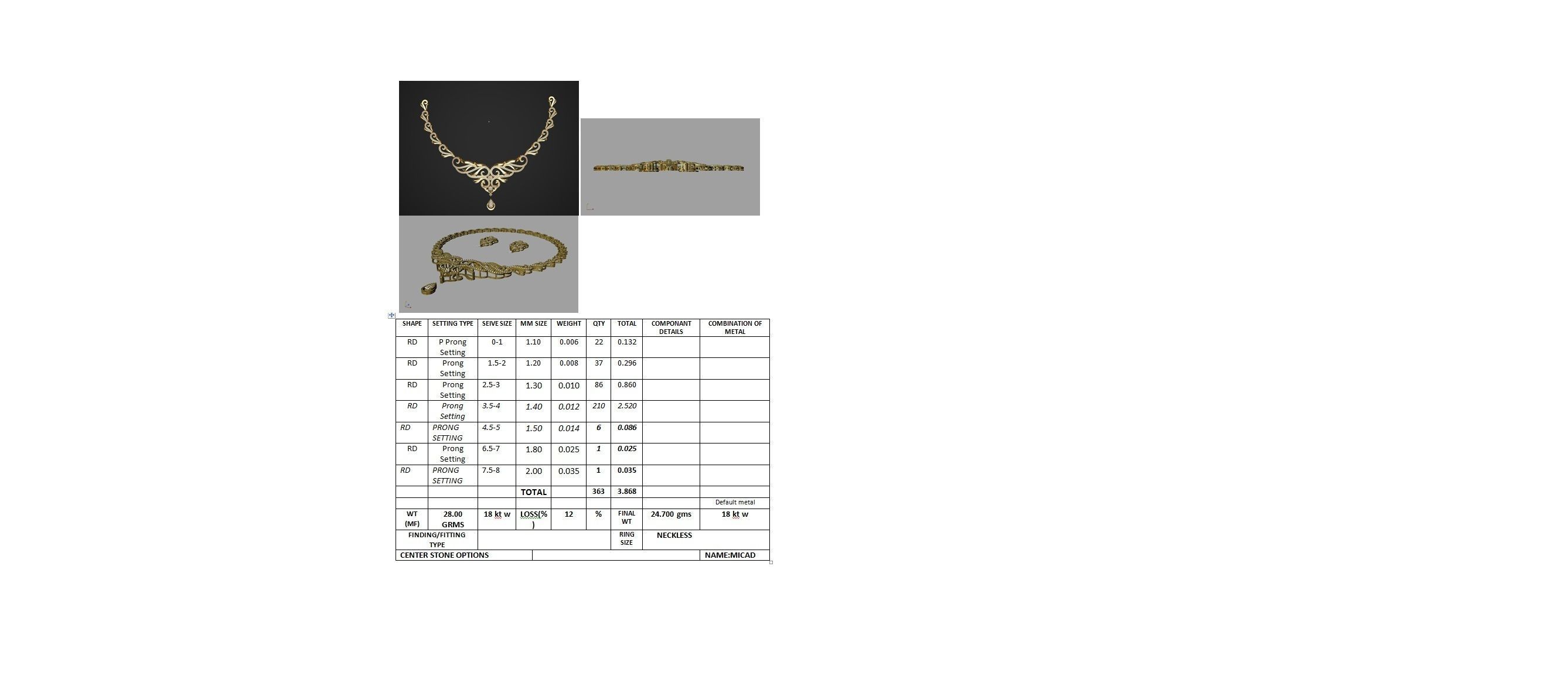 Women necklace-earrings set 3dm stl render detail 3D print model 3D print model_10