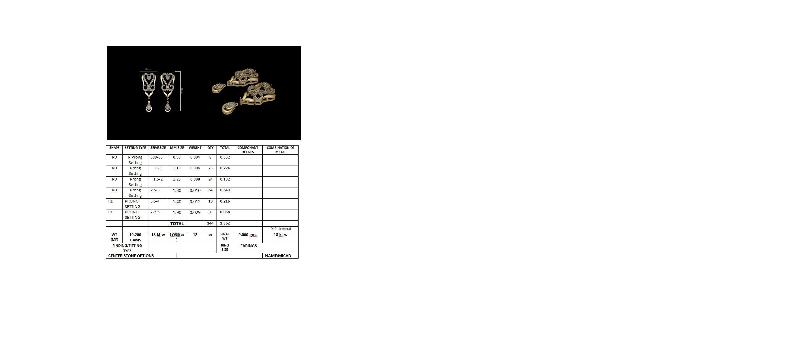 Women necklace-earrings set 3dm stl render detail 3D print model 3D print model_9