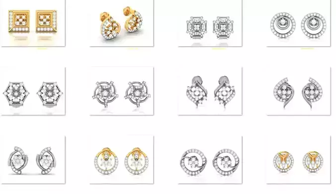 45 Tops Earrings  3dm render details bulk collection  3D print model