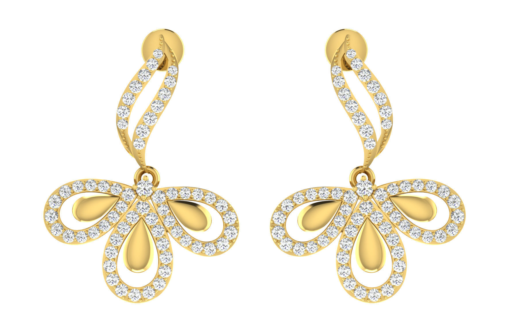 Women necklace-earrings set 3dm stl render detail 3D print model 3D print model_2